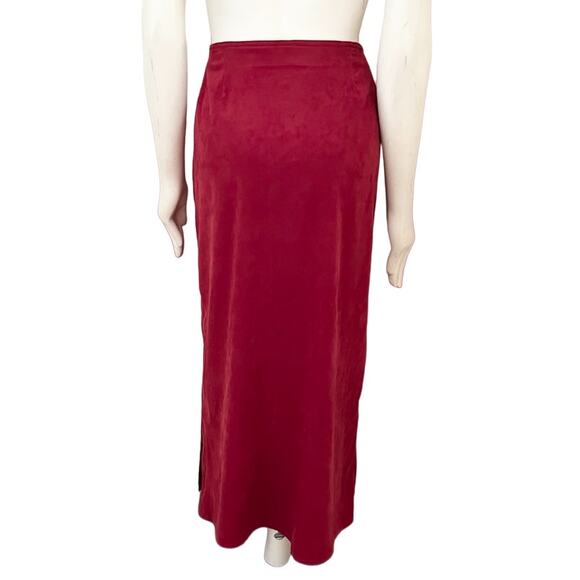 VTG 90s KAREN SCOTT Stretchy Lined Maxi Wrap Skirt in Red SZ L - Picture 6 of 10